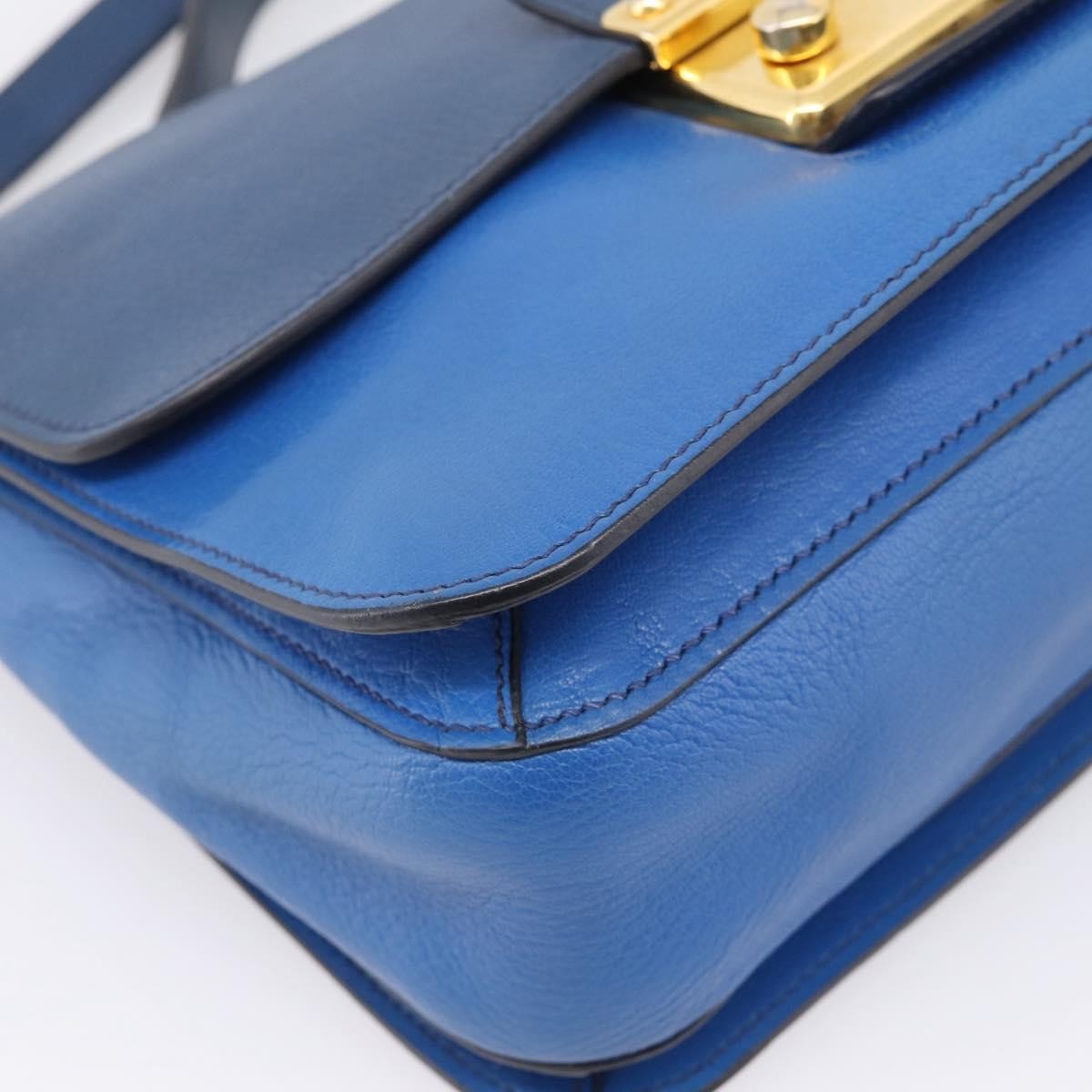 Miu Miu Madras Top Handle Leather, Navy, Leather, Handbag