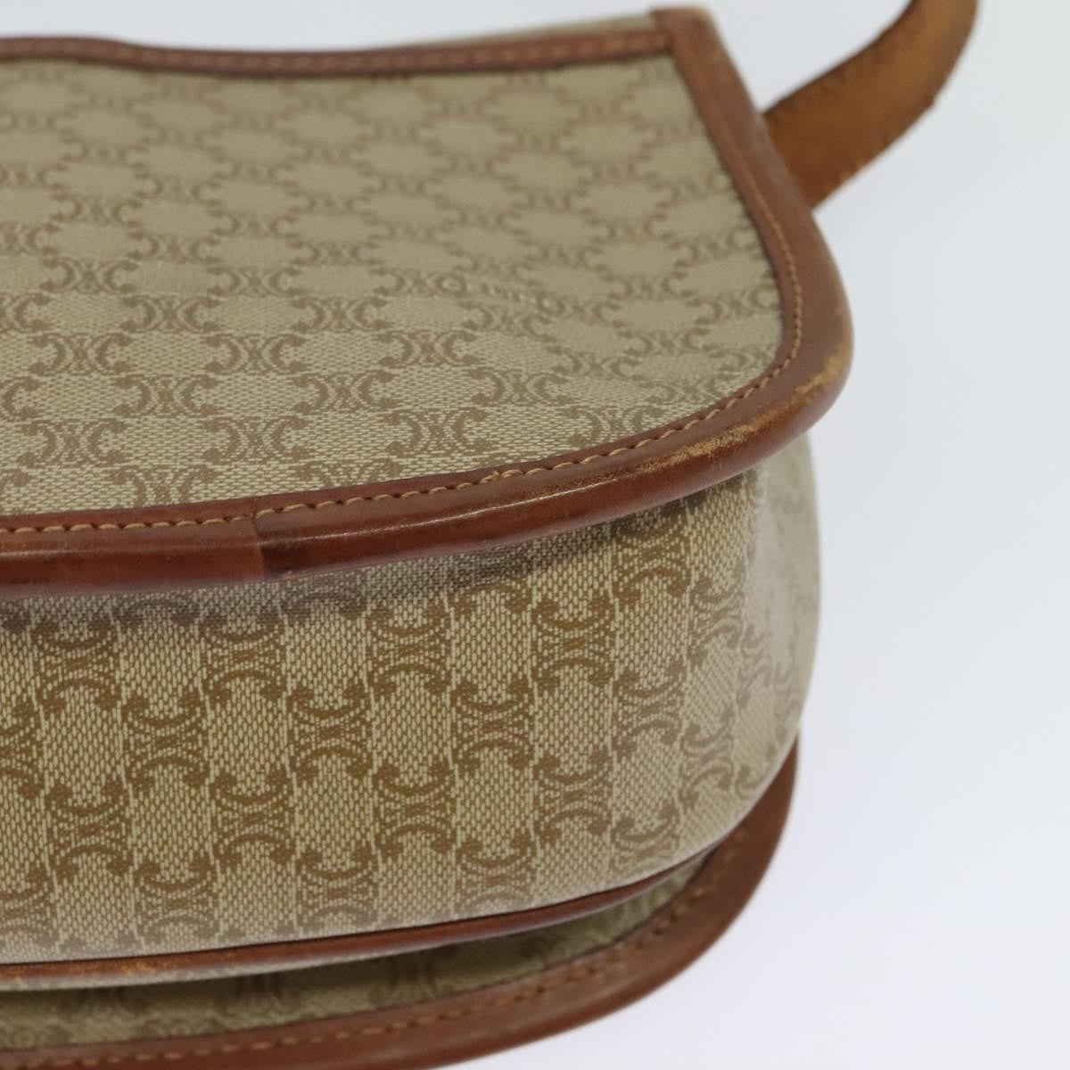 Celine Vintage Macadam Canvas and Leather, Beige, Canvas, Shoulder Bag