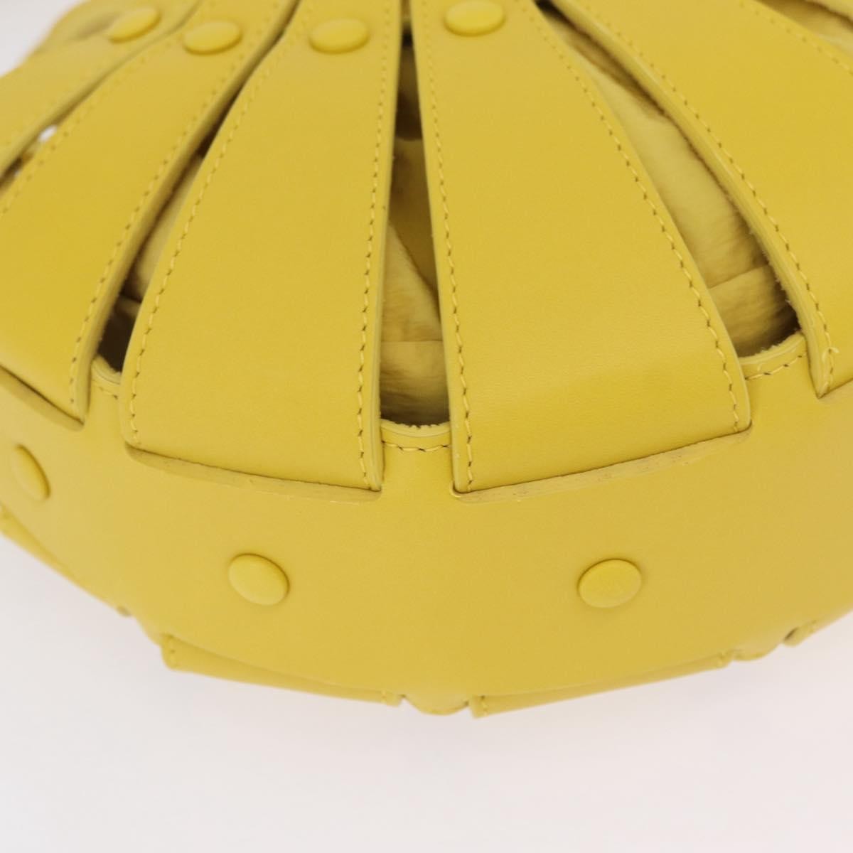 Bottega Veneta Shell Leather, Yellow, Leather, Handbag