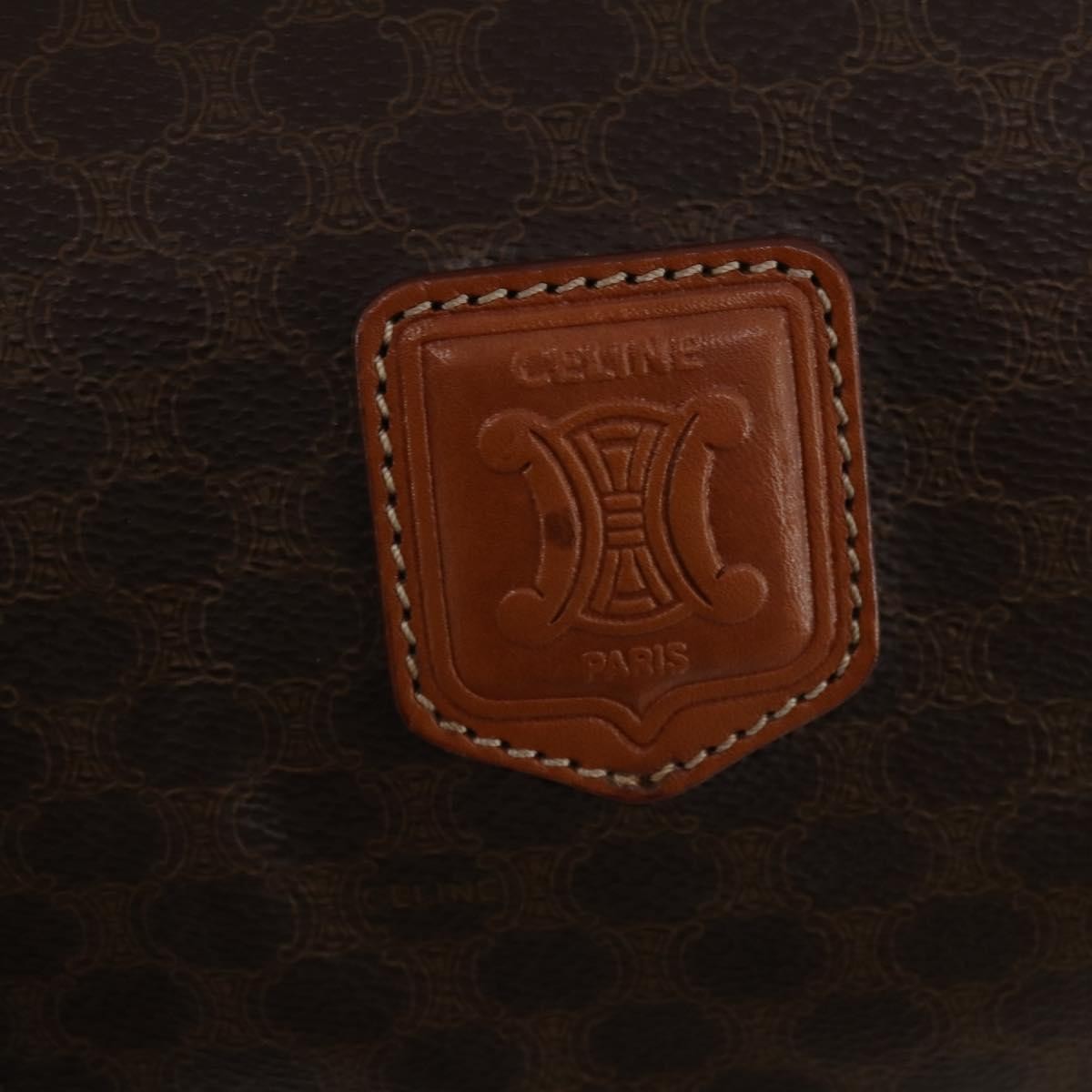 Celine Boston Triomphe Coated Canvas, Brown, PVC, Handbag