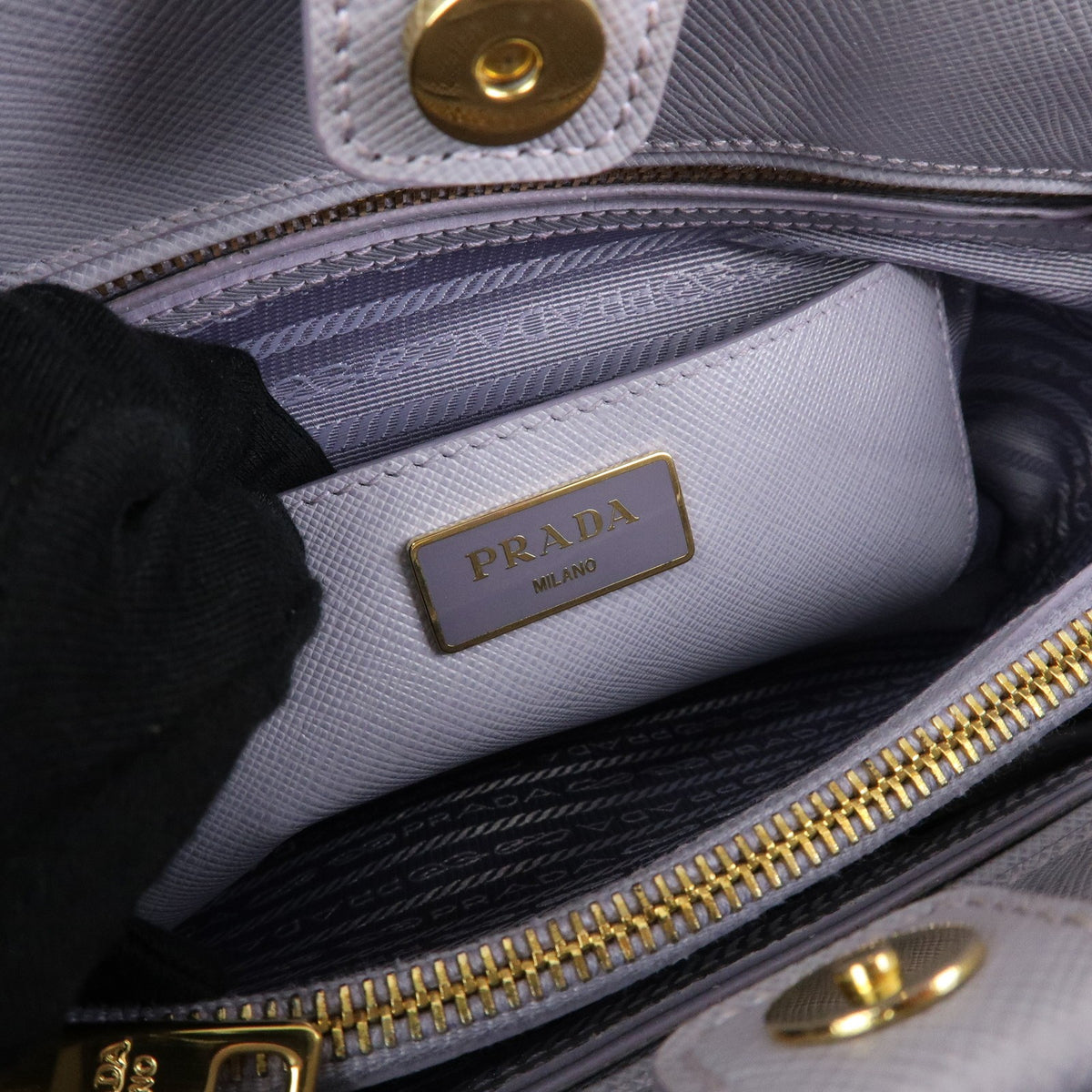 Prada Open Promenade Saffiano Leather, Purple, Leather, Handbag