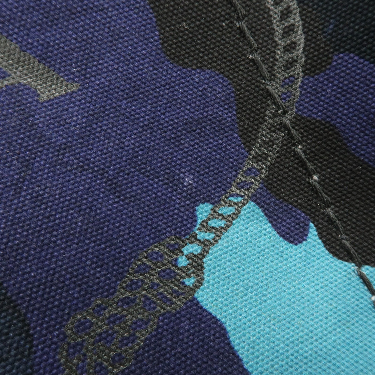 Prada Canapa Convertible Printed Canvas, Blue, Canvas, Tote Bag
