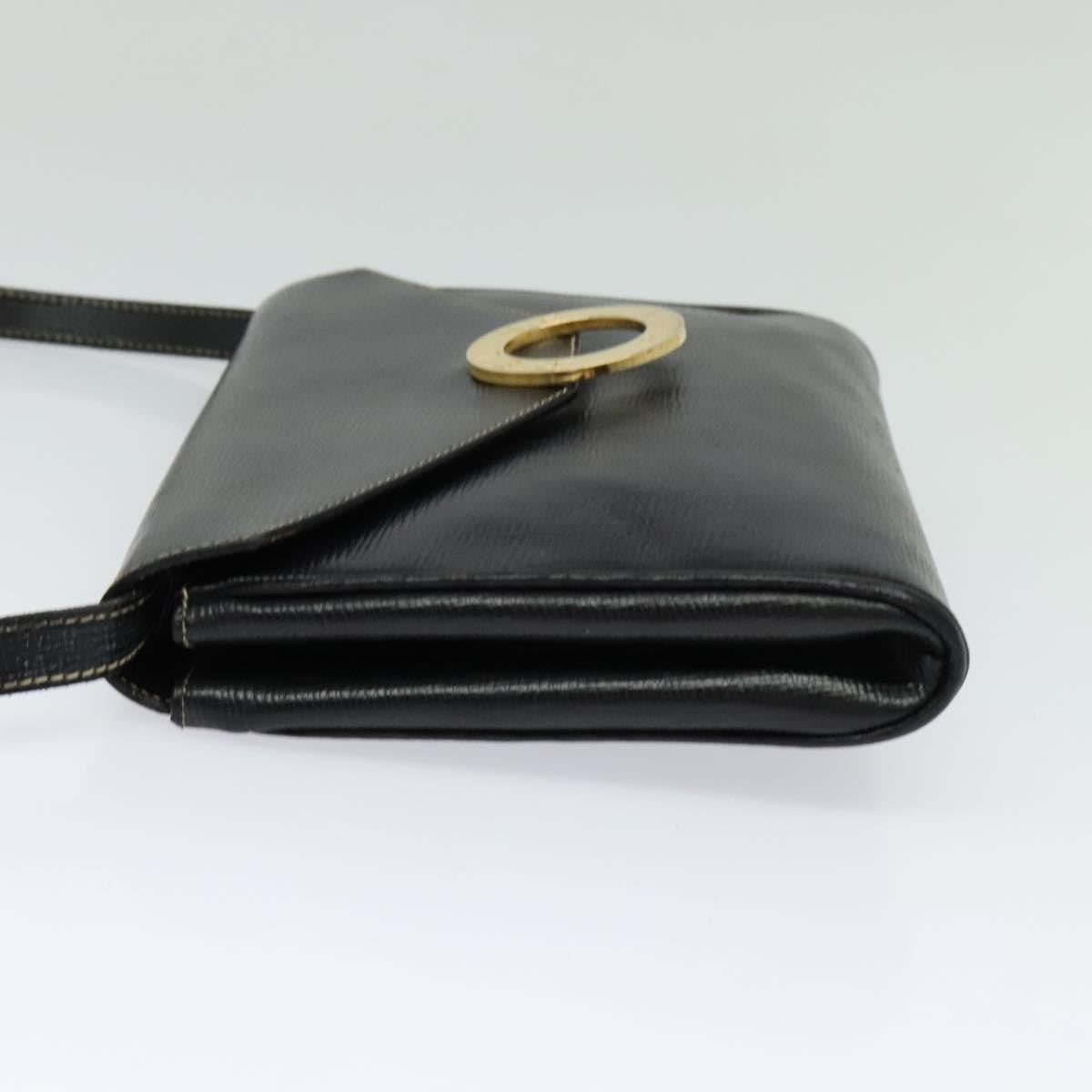 Celine Vintage Circle Logo Leather, Black, Leather, Handbag