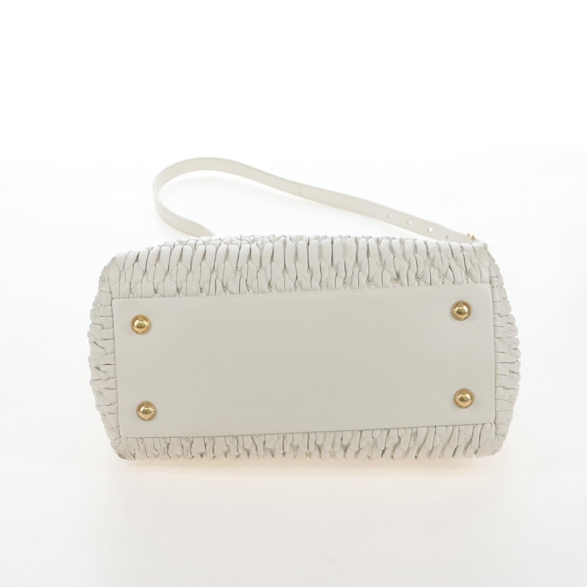 Miu Miu Crystal Convertible Matelasse Leather, White, Leather, Tote Bag
