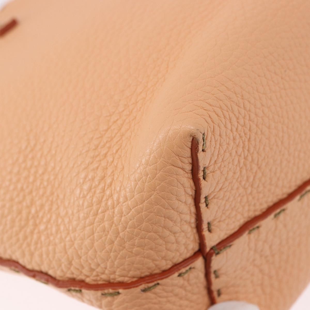 Fendi Selleria Carla Leather, Orange, Leather, Tote Bag