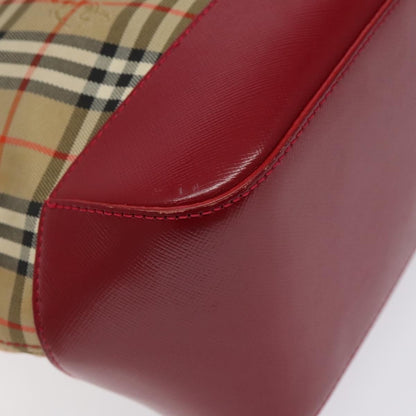 Burberry Nova Check Tote Canvas and Leather, Red, Canvas, Tote Bag