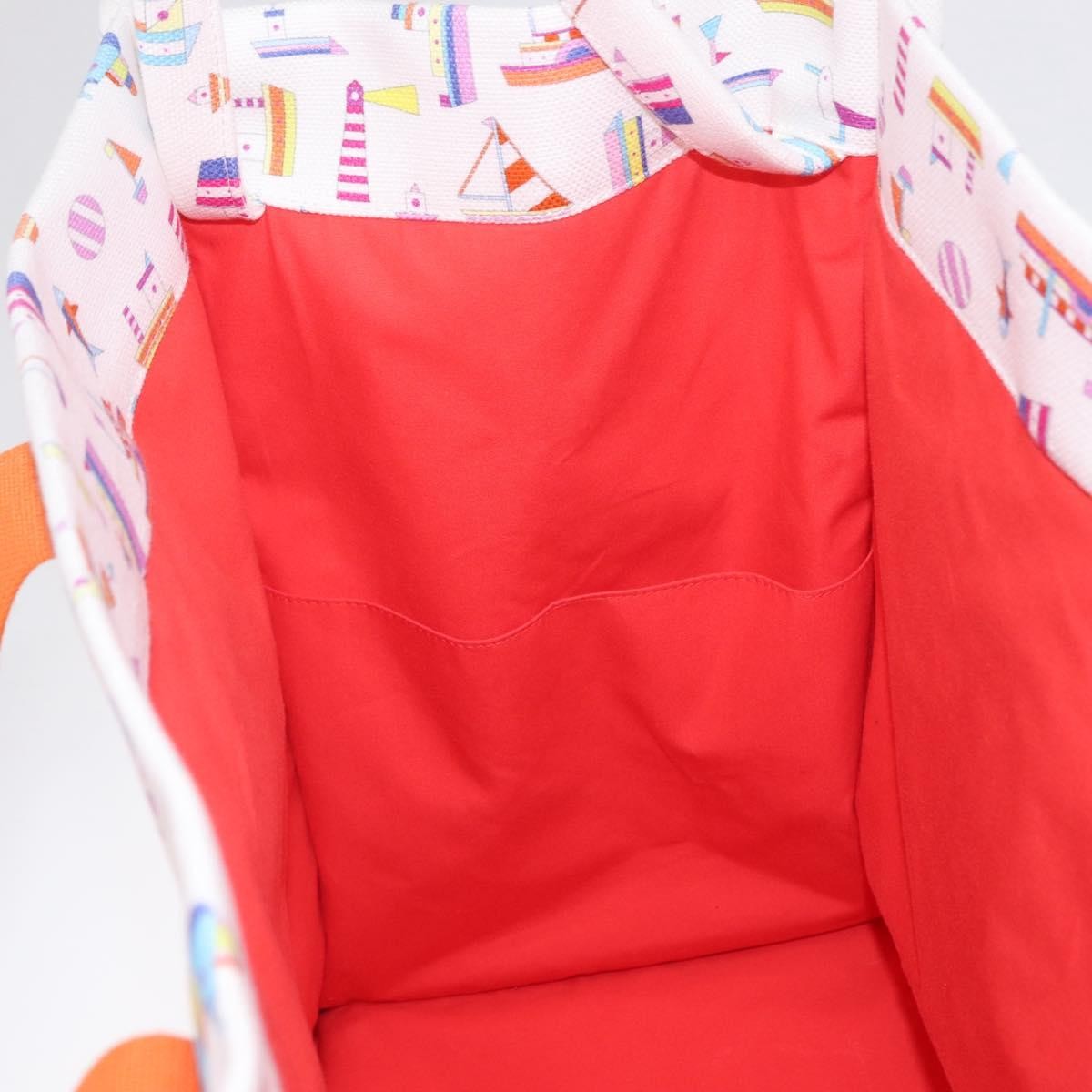 Hermes Beach Printed Toile, White, Canvas, Tote Bag