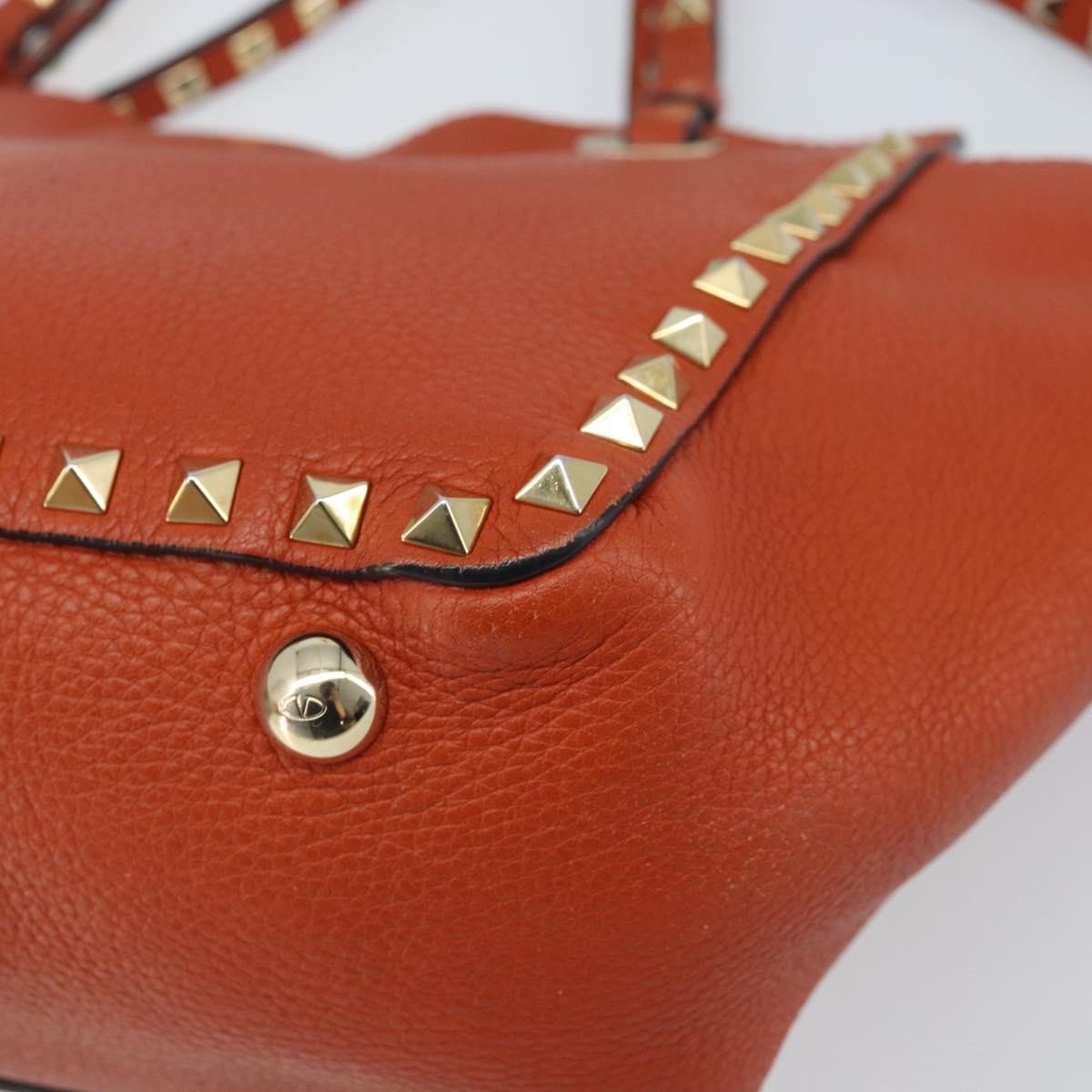 Valentino Garavani Rockstud Tote Soft Leather, Orange, Leather, Tote Bag