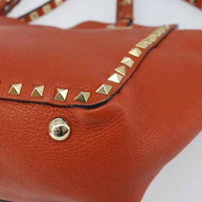 Valentino Garavani Rockstud Tote Soft Leather, Orange, Leather, Tote Bag