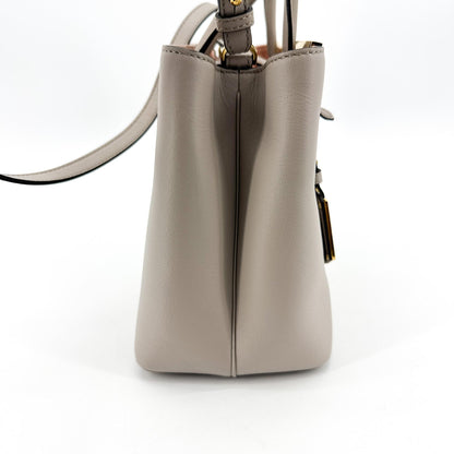 Fendi 2Jours Leather, Gray, Leather, Handbag