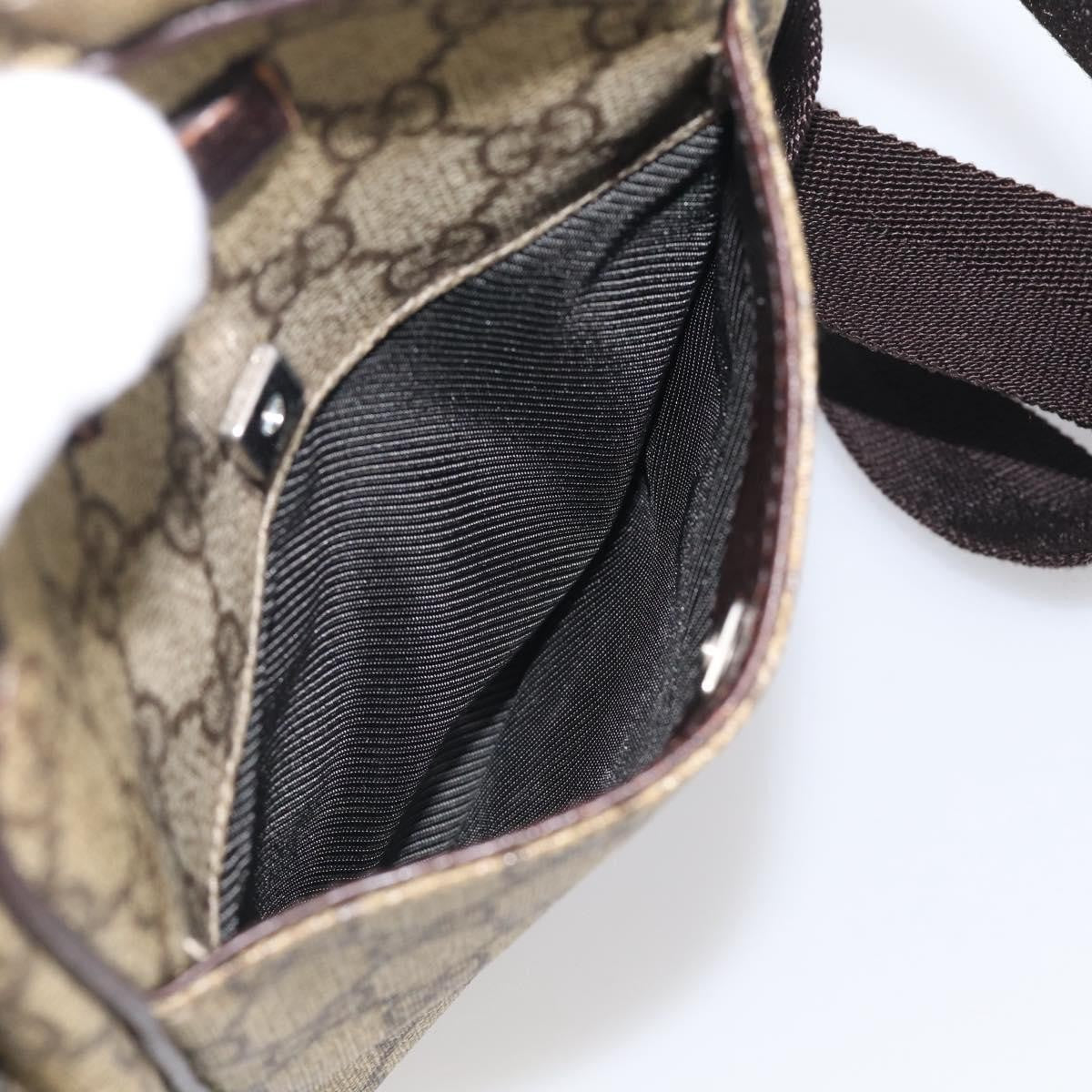 Gucci Vintage Front Pocket Flat Messenger GG Canvas and Leather, Beige, Canvas, Shoulder Bag