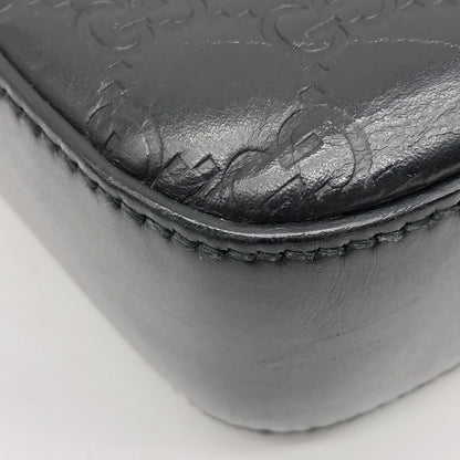 Gucci Buckle Flap Messenger Guccissima Leather, Black, Leather, Shoulder Bag