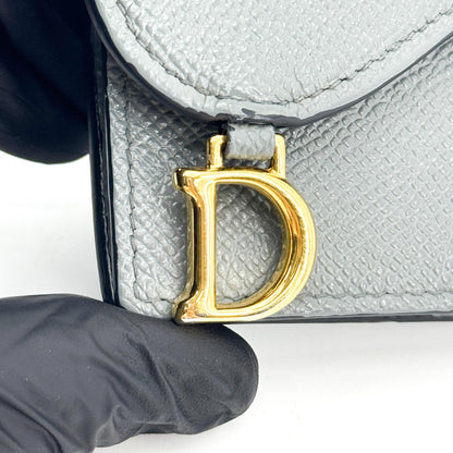 Christian Dior Saddle Lotus Leather, Gray, Leather, Wallet
