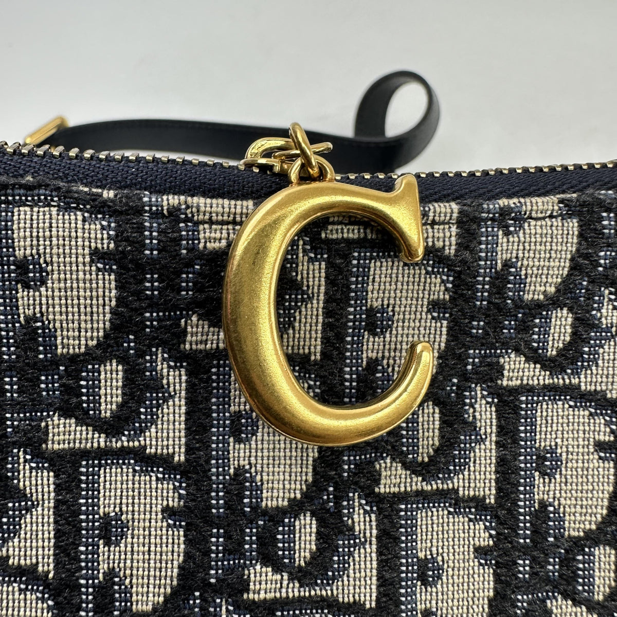 Christian Dior Saddle Oblique Canvas, Blue, Canvas, Shoulder Bag