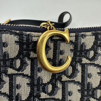 Christian Dior Saddle Oblique Canvas, Blue, Canvas, Shoulder Bag