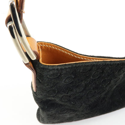 Celine C Macadam Shoulder Suede, Black, Suede, Handbag
