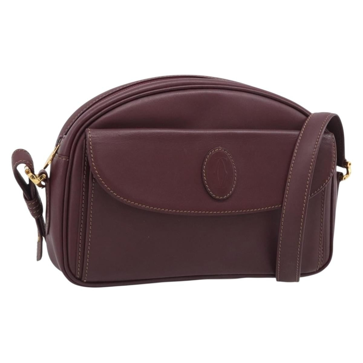 Cartier Must de Cartier Leather, Burgundy, Leather, Shoulder Bag