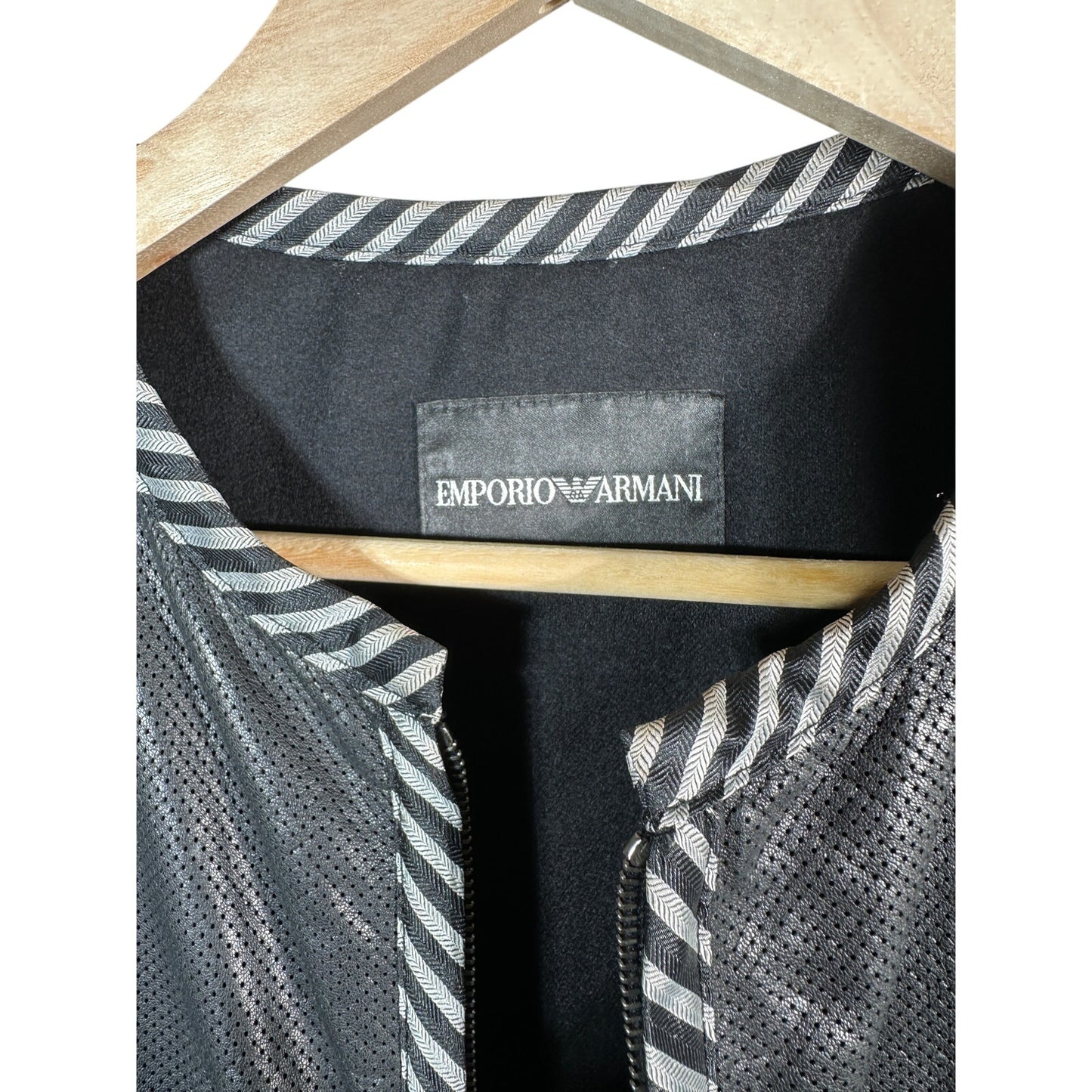 EMPORIO ARMANI Mixed Media Leather Jacket