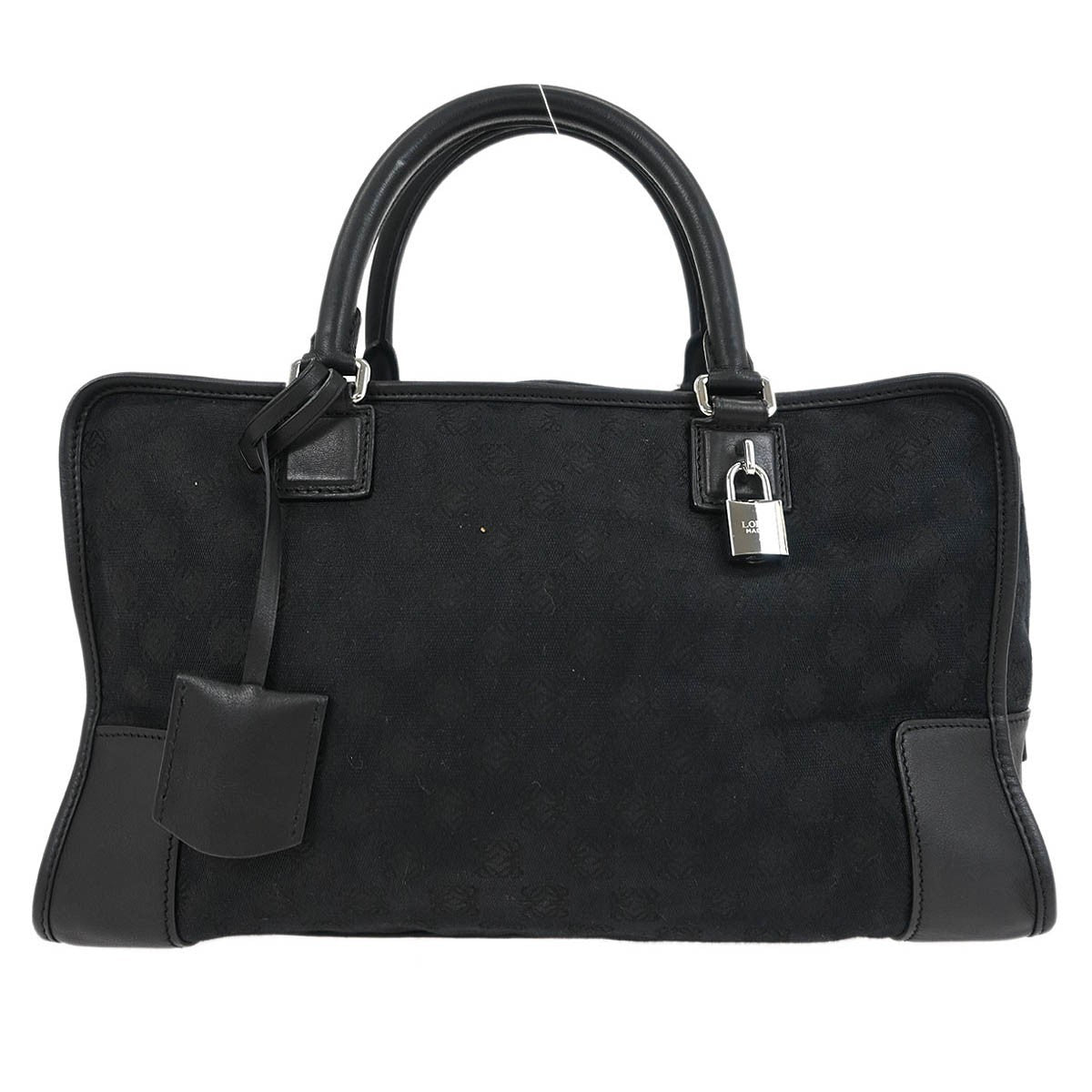 Loewe Amazona Leather and Jacquard Canvas, Black, Canvas, Handbag
