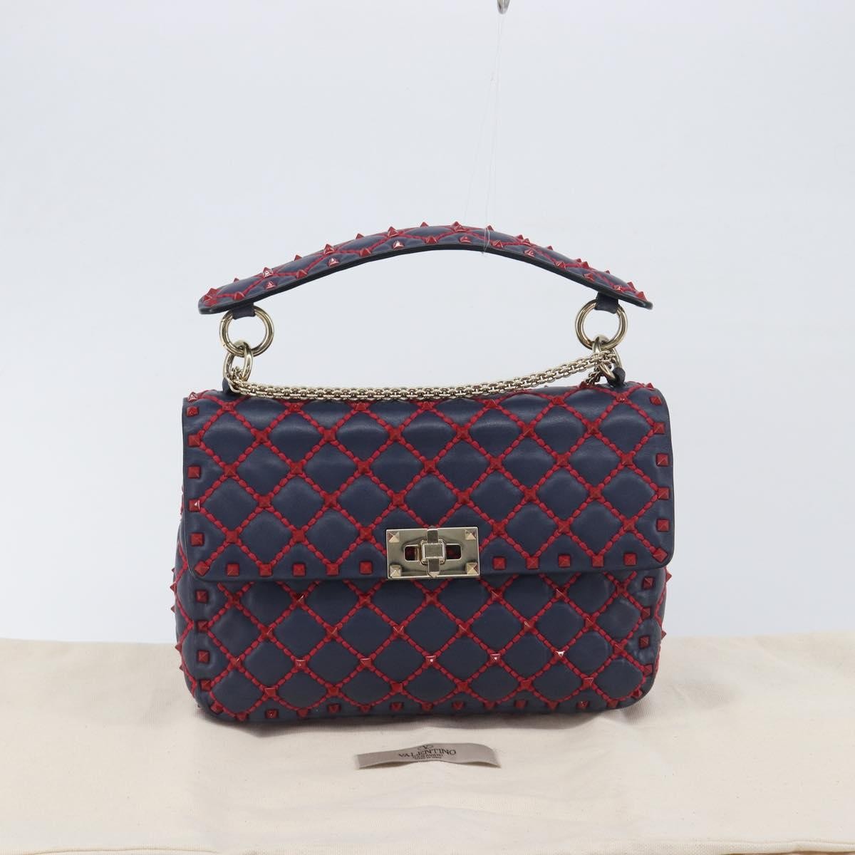 Valentino Garavani Rockstud Spike Flap Quilted Leather, Navy, Leather, Shoulder Bag