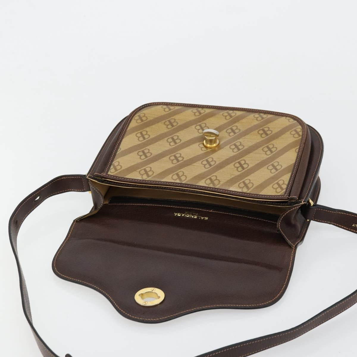 Balenciaga B. Shoulder Leather, Beige, Canvas, Shoulder Bag
