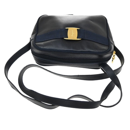 Salvatore Ferragamo Vara Bow Camera Leather, Navy, Leather, Shoulder Bag