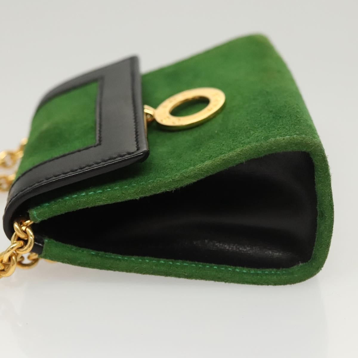 Celine Circle Logo Suede, Green, Suede, Clutch