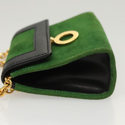 Celine Circle Logo Suede, Green, Suede, Clutch