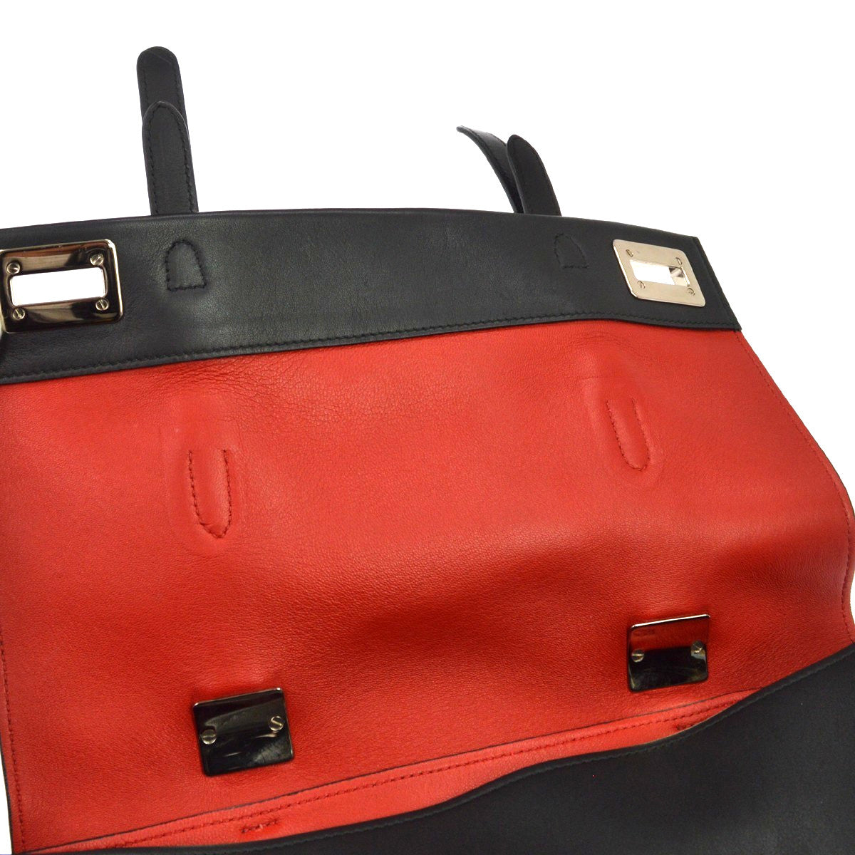 Prada Dual Flap Double Turn Lock Satchel City Calfskin, Black, Leather, Handbag