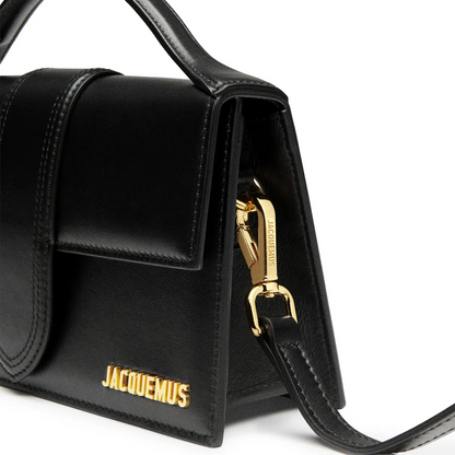 Jacquemus Le Grand Bambino Flap Leather, Black, Leather, Handbag