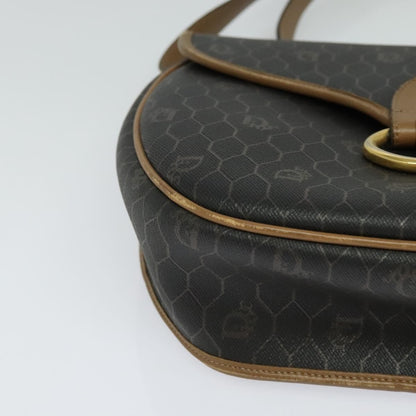 Christian Dior Vintage Honeycomb Flap Canvas and Leather, Black, Canvas, Shoulder Bag