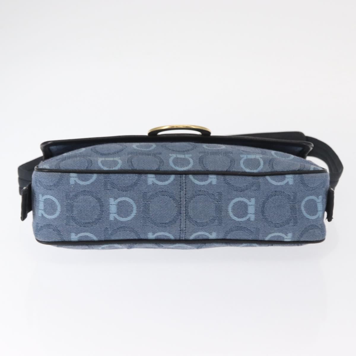 Salvatore Ferragamo Gancini Canvas, Navy, Canvas, Shoulder Bag