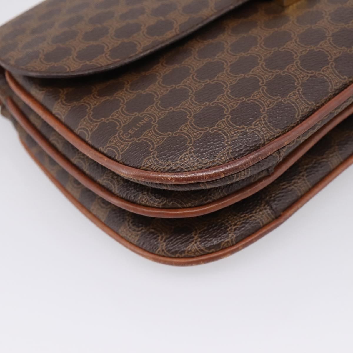Celine Vintage Macadam Canvas and Leather, Brown, PVC, Shoulder Bag