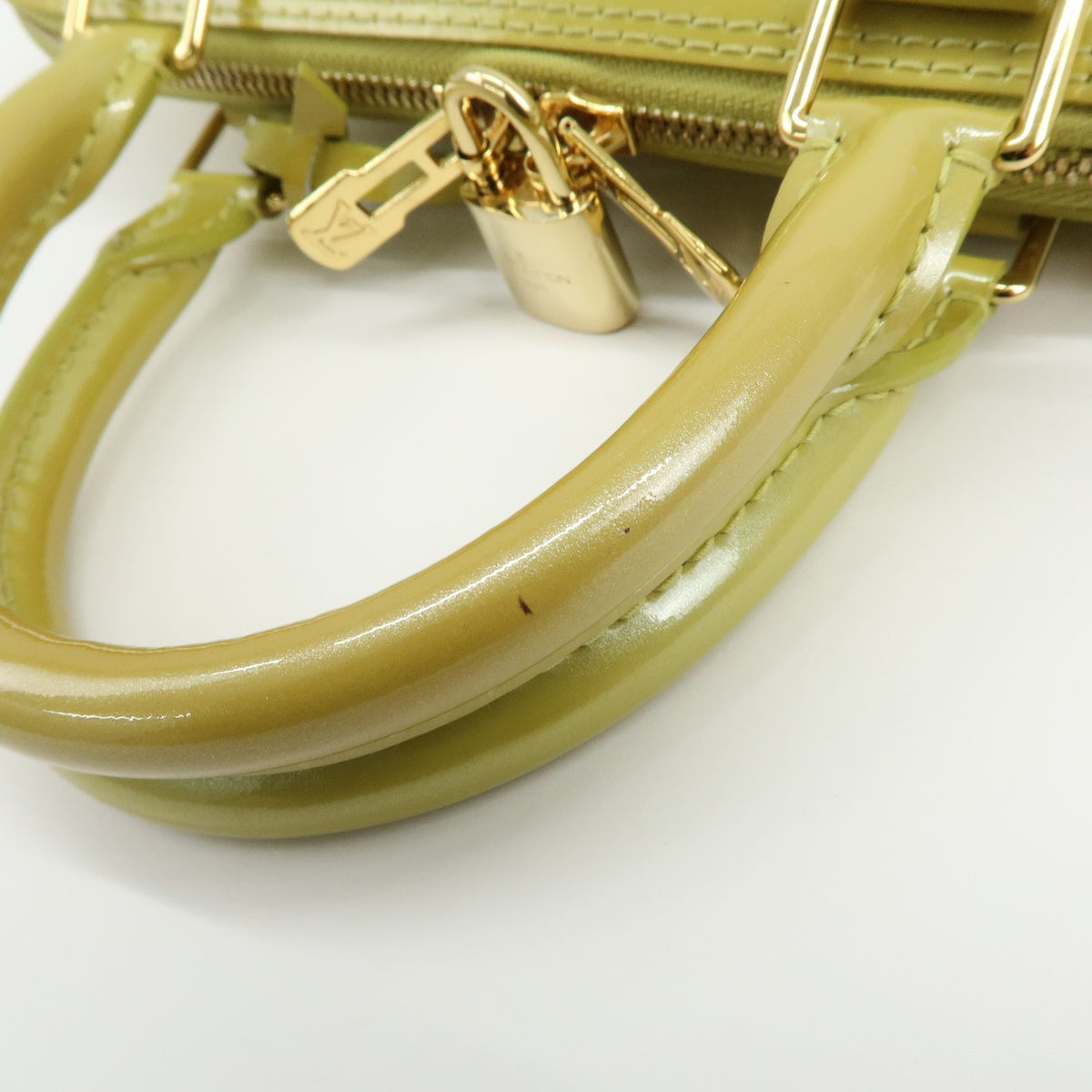 Louis Vuitton Alma Monogram Vernis, Green, Patent Leather, Handbag