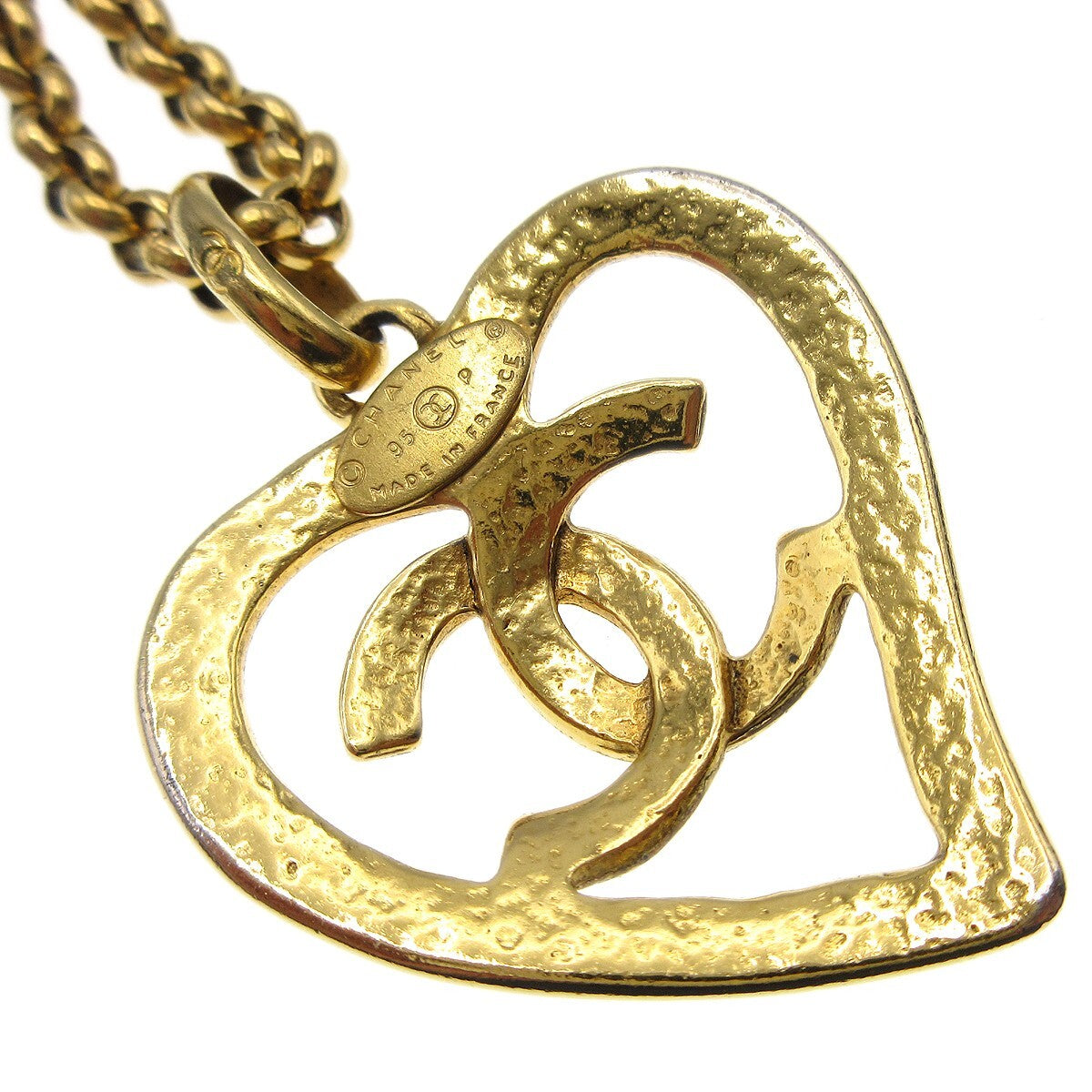 Chanel CC Heart Pendant Metal, Gold, Gold Plated, Necklace
