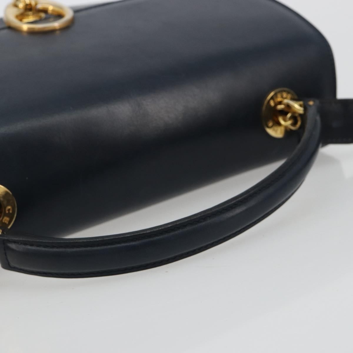 Celine Flap Shoulder Leather, Navy, Leather, Shoulder Bag