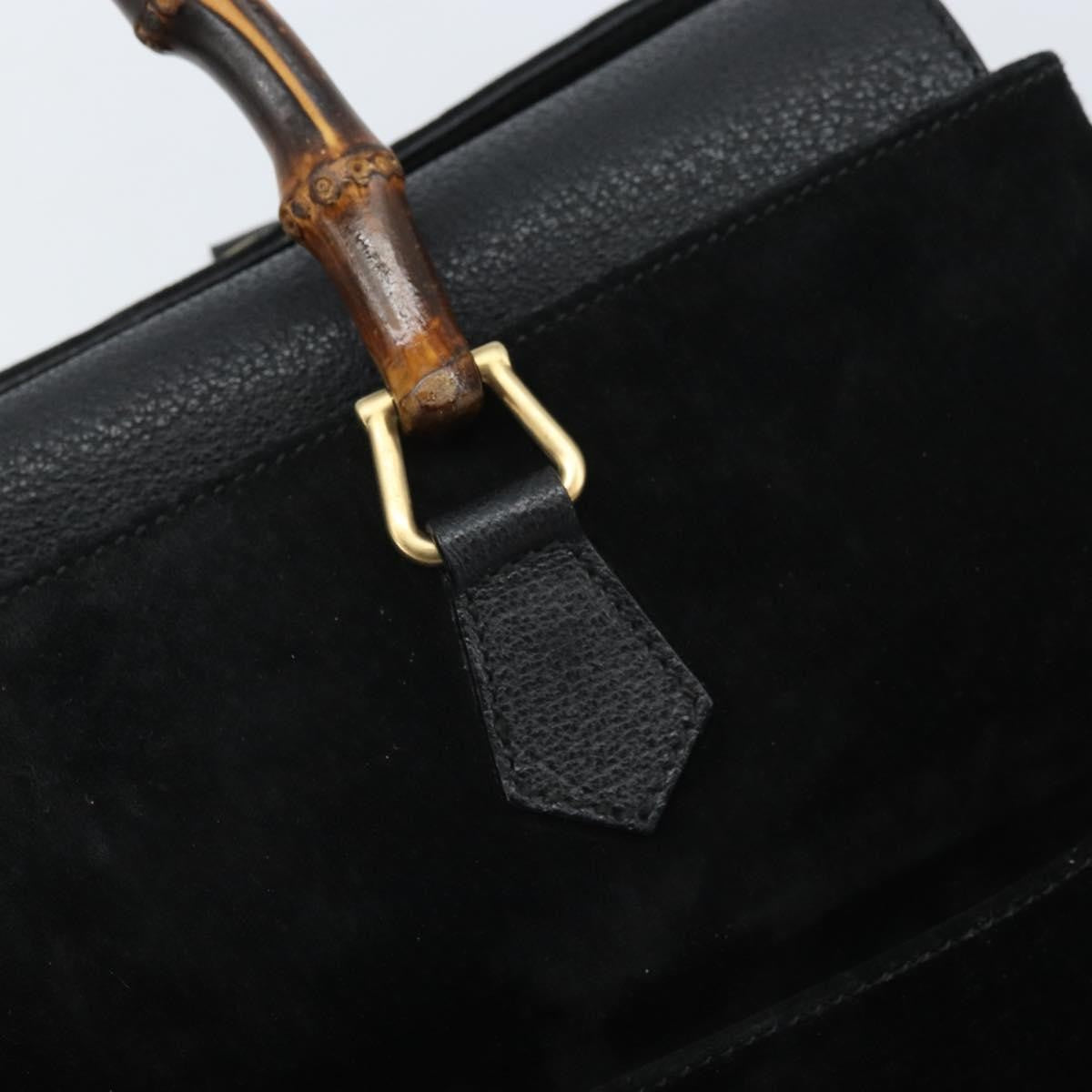 Gucci Bamboo Suede, Black, Suede, Tote Bag