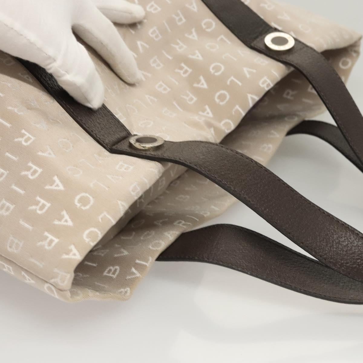 Bvlgari Logomania Canvas, Beige, Canvas, Shoulder Bag