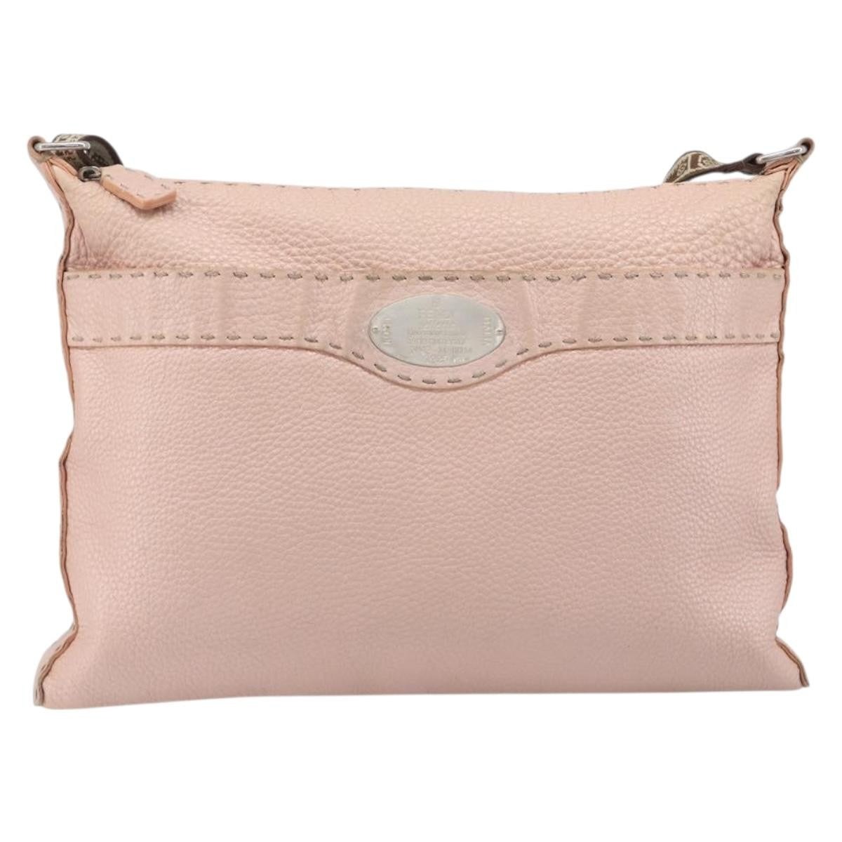 Fendi Vintage Selleria Zip Messenger Leather, Pink, Leather, Handbag