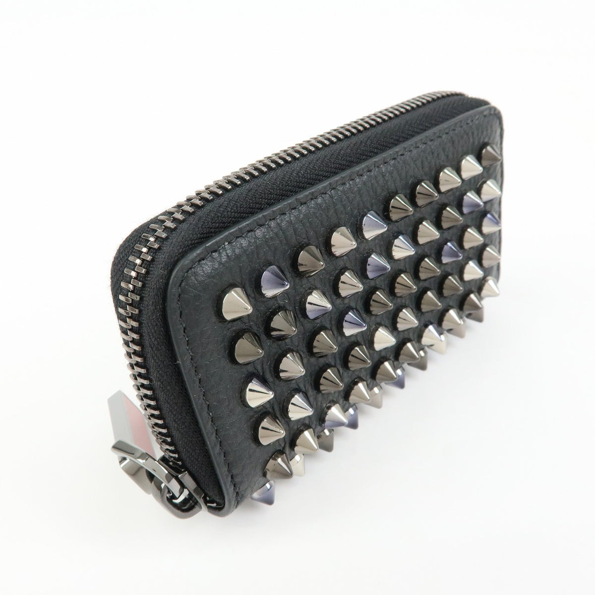 Christian Louboutin Panettone Coin Purse Spiked Leather, Black, Leather, Wallet
