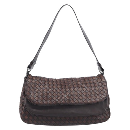 Bottega Veneta Intrecciato Shoulder Leather, Brown, Leather, Shoulder Bag