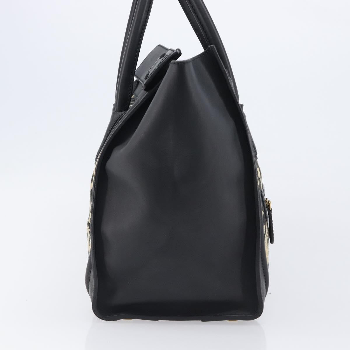 Celine Luggage Printed Canvas and Leather, Black, Leather, Handbag