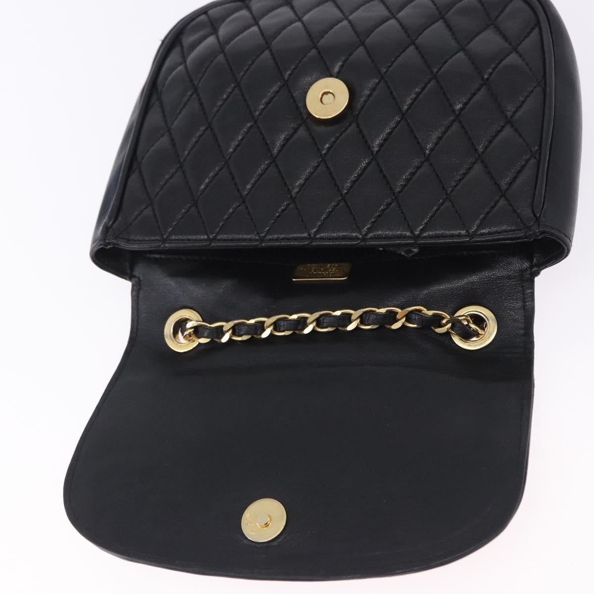 Bally Vintage Chain Quilted Leather, Black, Leather, Shoulder Bag