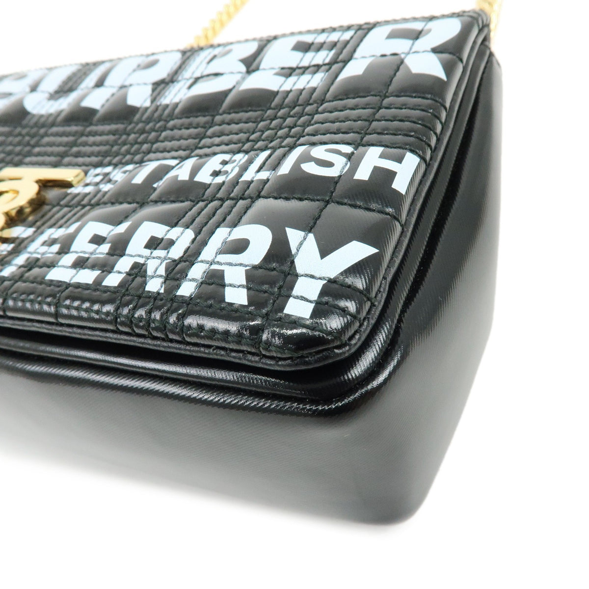 Burberry Lola Clutch on Chain Quilted Leather, Black, Leather, Clutch