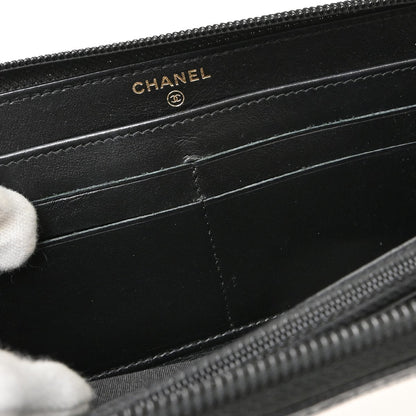Chanel Portefeuille long CC logo Caviar Skin, Black, Leather, Wallet