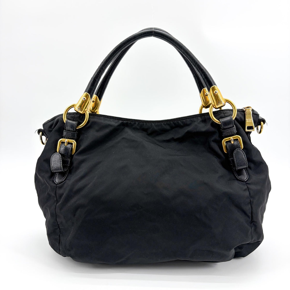Prada Shoulder Python, Black, Nylon, Shoulder Bag