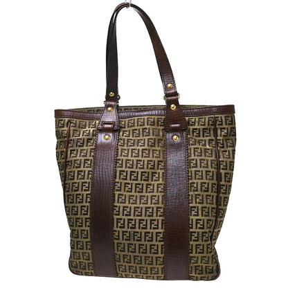 Fendi Open Tote Zucchino Canvas, Brown, Canvas, Handbag