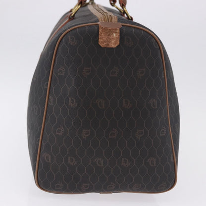 Christian Dior Vintage Honeycomb Boston Canvas and Leather, Black, Canvas, Travel Bag
