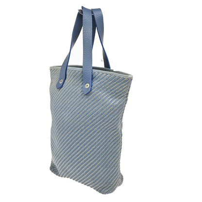 Hermes Ahmedabad Woven Leather and Canvas, Blue, Polyester, Tote Bag