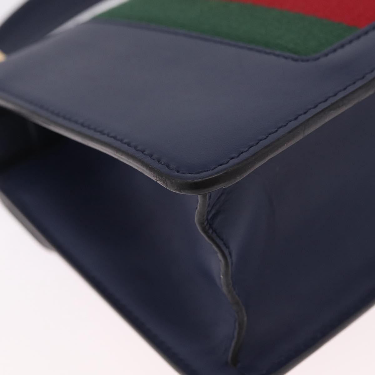 Gucci Sylvie Top Handle Leather, Navy, Leather, Handbag